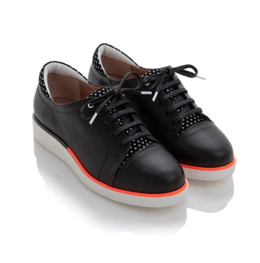 Shoes Beautifeel | Beautifeel Jane Black Leather Combo Lace Up