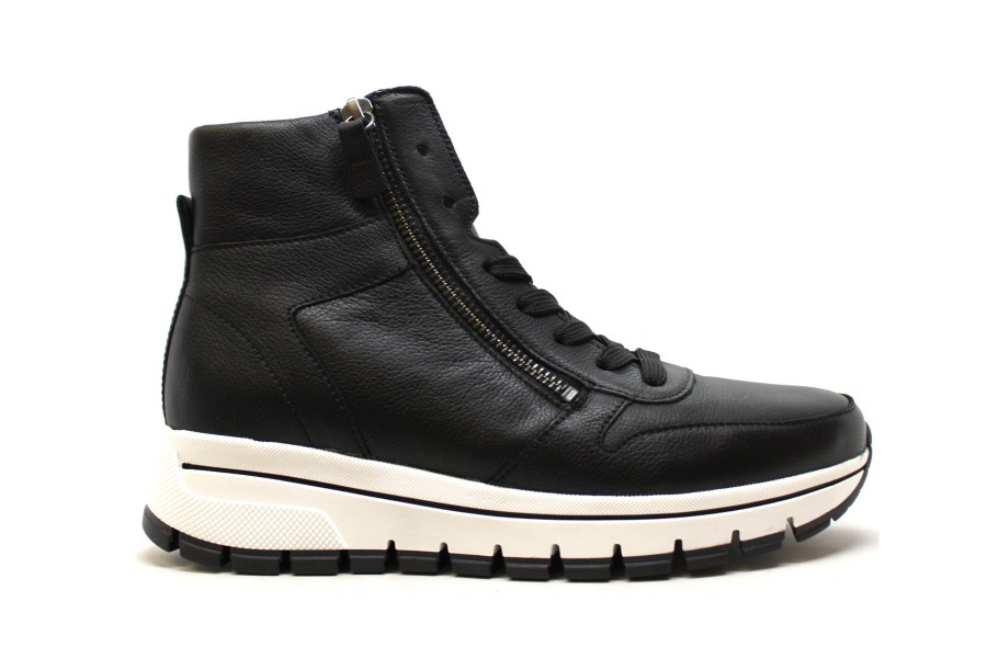 Shoes Gabor | Gabor 93.551 High Top Lace Up W/Zippers Black