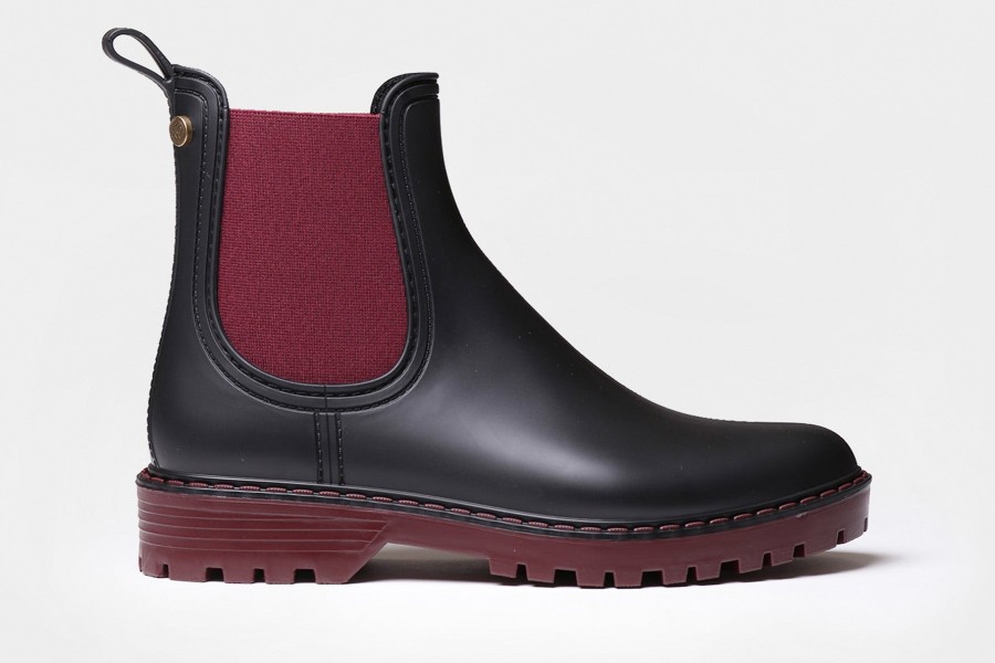 Rainboots Toni Pons | Toni Pons Cavour Black/Burgundy Rubber Boot