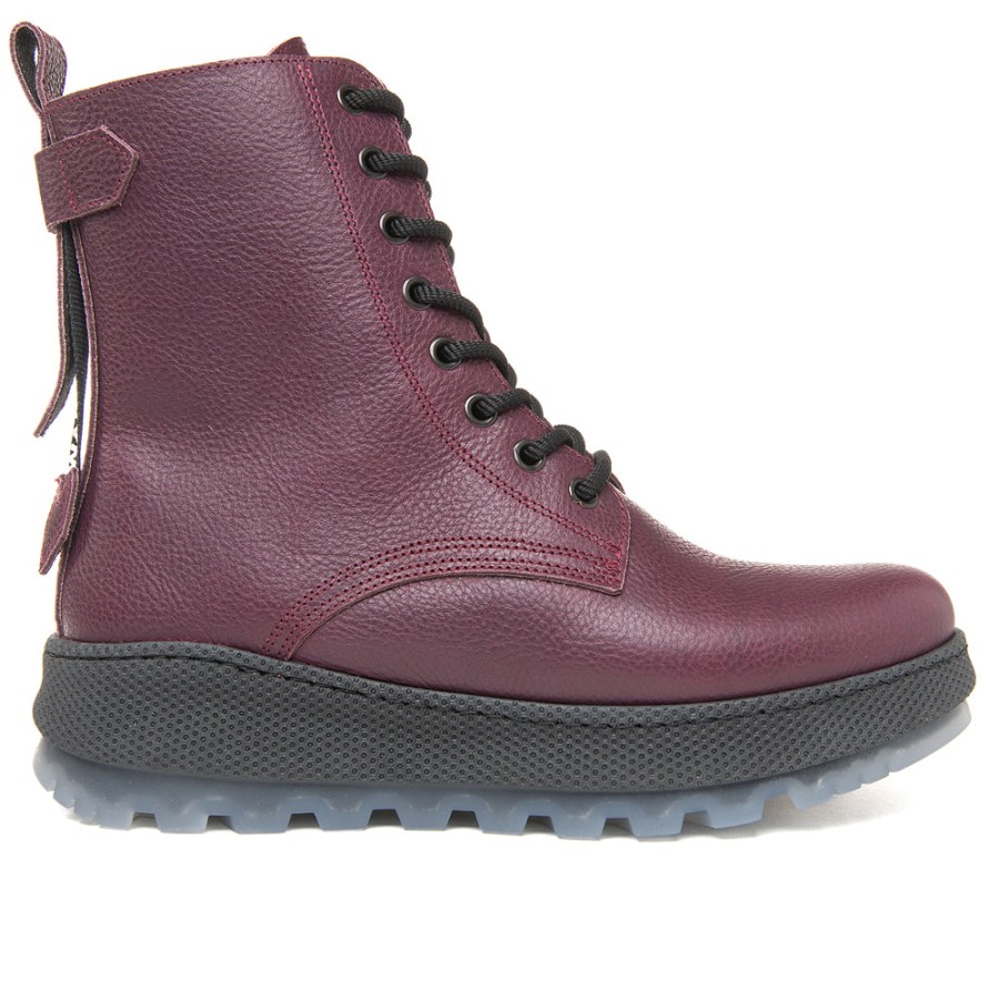 Booties On Foot | On Foot 022 Burgundy Lace Up Bootie