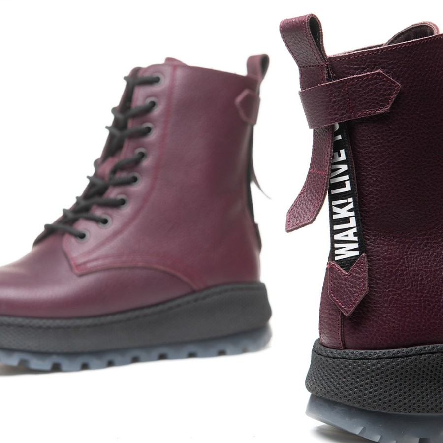 Booties On Foot | On Foot 022 Burgundy Lace Up Bootie