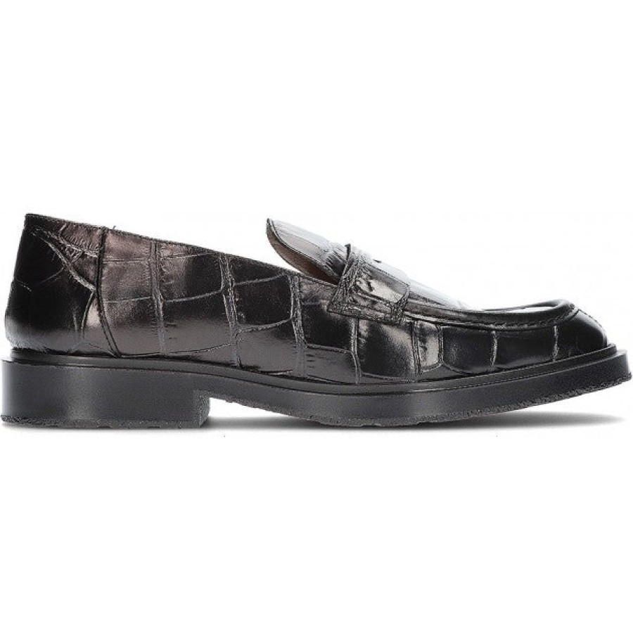 Shoes Wonders | Wonders B-9104 Loafer Croco Black