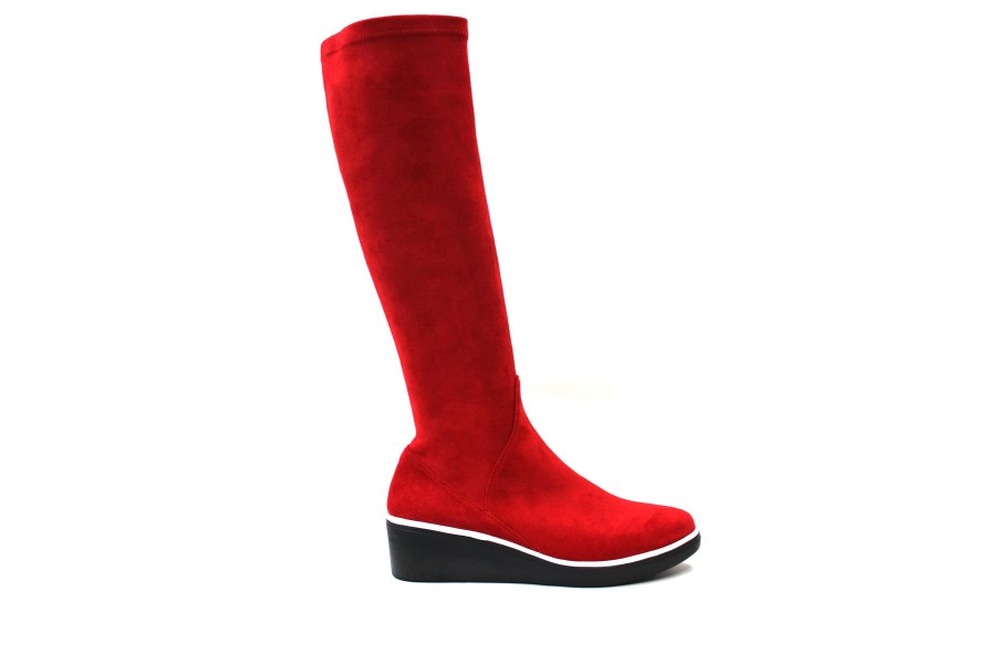 Tall Boots Minx | Minx - Jessie Long Red Micro Suede