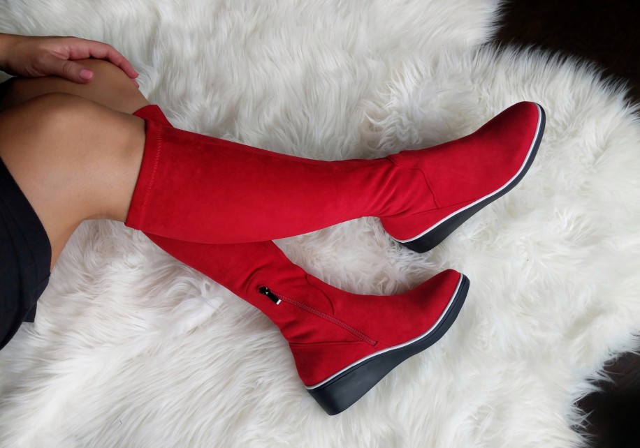 Tall Boots Minx | Minx - Jessie Long Red Micro Suede