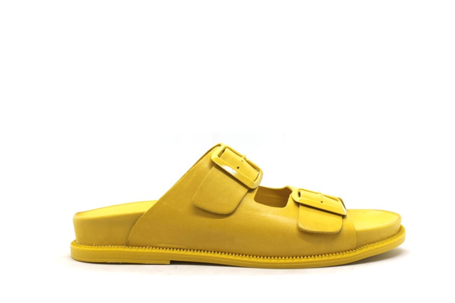 Sandals Tyche | Tyche 24-0590 Mustard Leather Slide