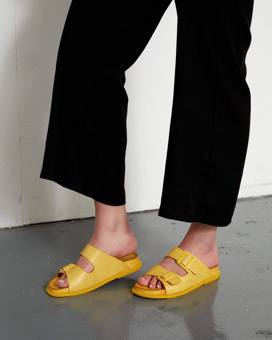 Sandals Tyche | Tyche 24-0590 Mustard Leather Slide