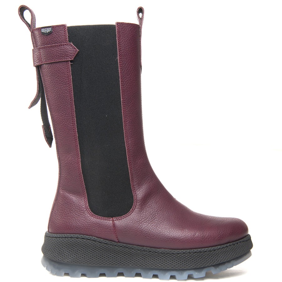 Mid-Calf Boots On Foot | On Foot 35021 Burgundy Boot W/Zipper