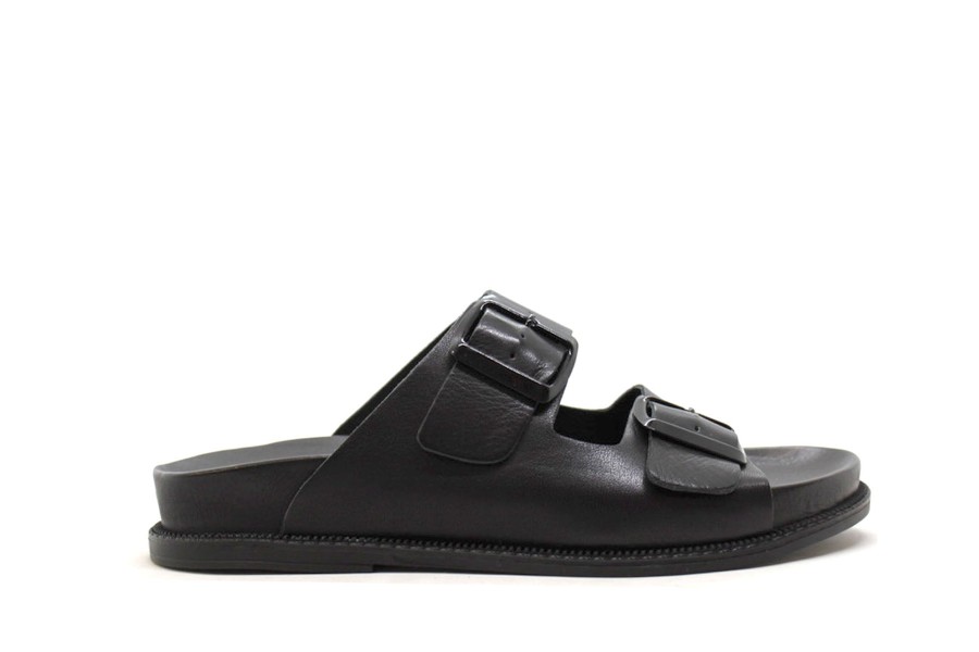 Sandals Tyche | Tyche 24-0590 Black Leather Slide