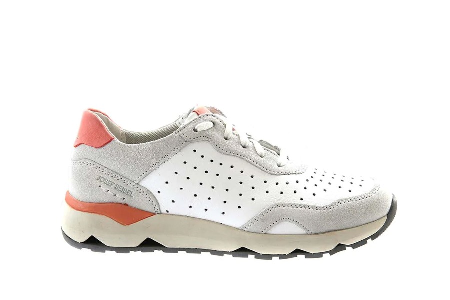 Athleisure Josef Seibel | Josef Seibel Jonah 02 White/Grey/Peach Lace Up