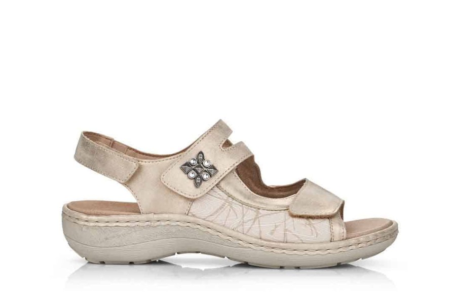 Sandals Remonte | Remonte D7647 Beige Metallic Multi Sandal