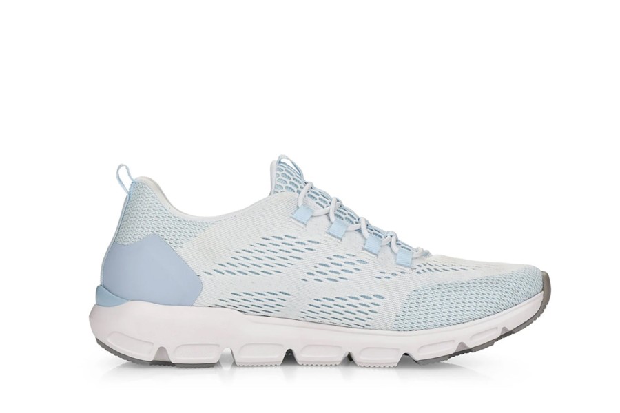 Athleisure Rieker Revolution | Rieker Revolution 40403-10 White/Pale Blue Combo Slip On Shoe