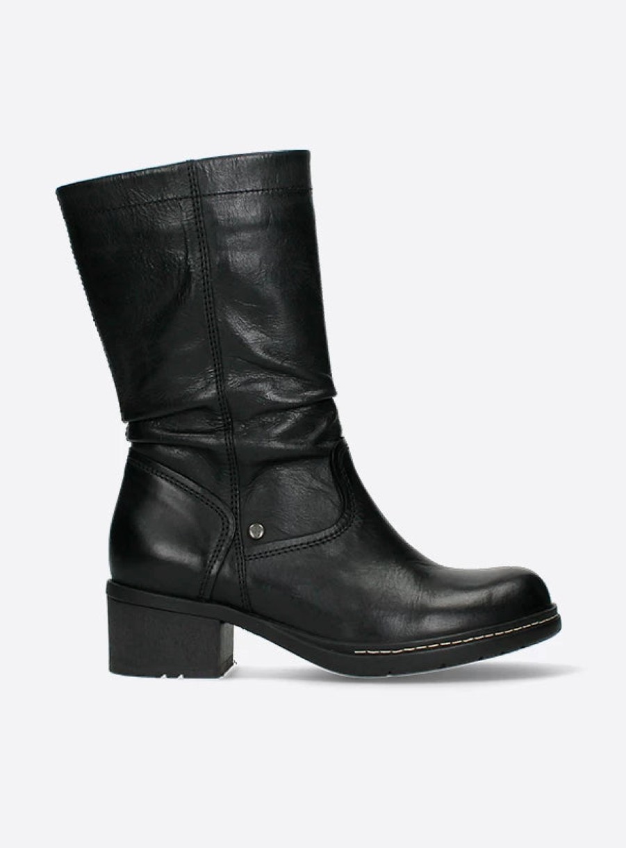 Mid-Calf Boots Wolky | Wolky Edmonton Wr Mid Calf Biker Boot Black