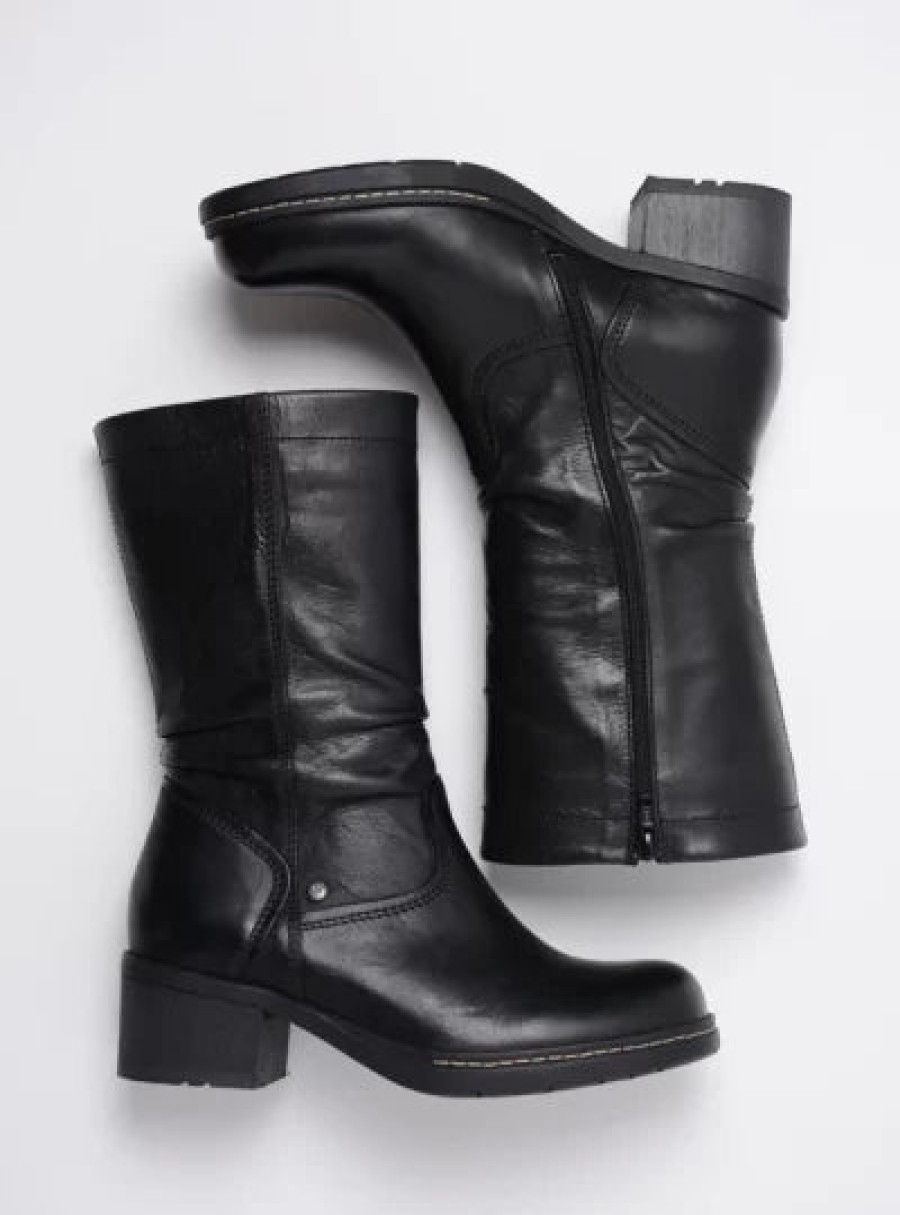 Mid-Calf Boots Wolky | Wolky Edmonton Wr Mid Calf Biker Boot Black