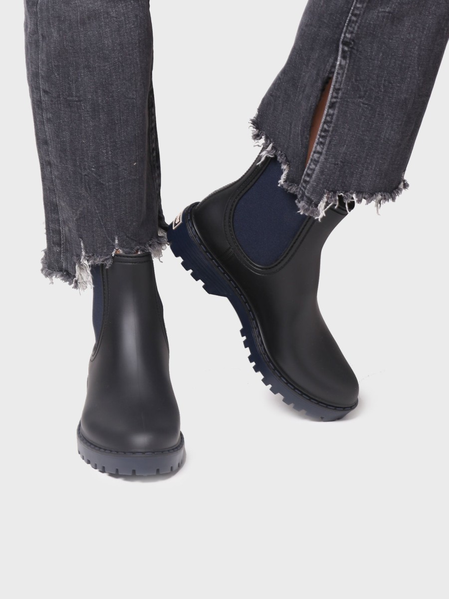 Rainboots Toni Pons | Toni Pons Cavour Black/Navy Rubber Boot