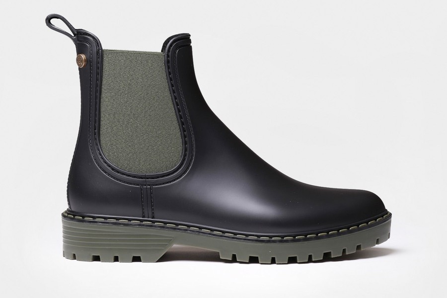 Waterproof Toni Pons | Toni Pons Cavour Black/Khaki Rubber Boot