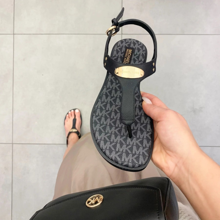 Sandals Michael Kors | Michael Kors Plate Thong Sandal - Black