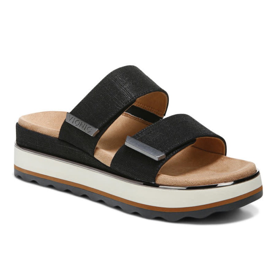 Sandals Vionic | Vionic Phoenix Brandie Slide Black Linen