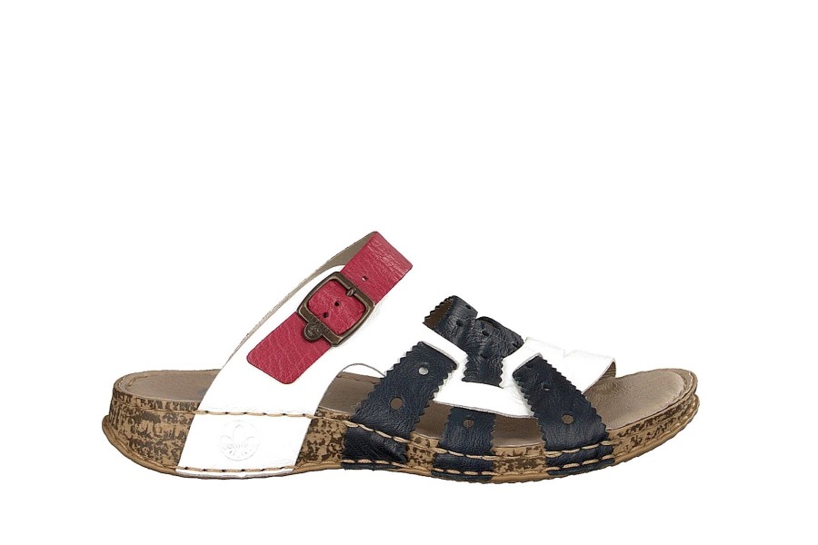 Sandals Rieker | Rieker 61185-14 Red/White/Navy Slide